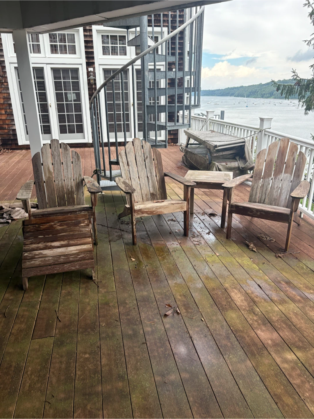 Wooden Adirondack Chair and Ottoman Set