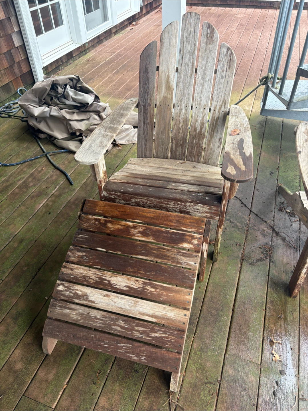 Wooden Adirondack Chair and Ottoman Set - photo 2