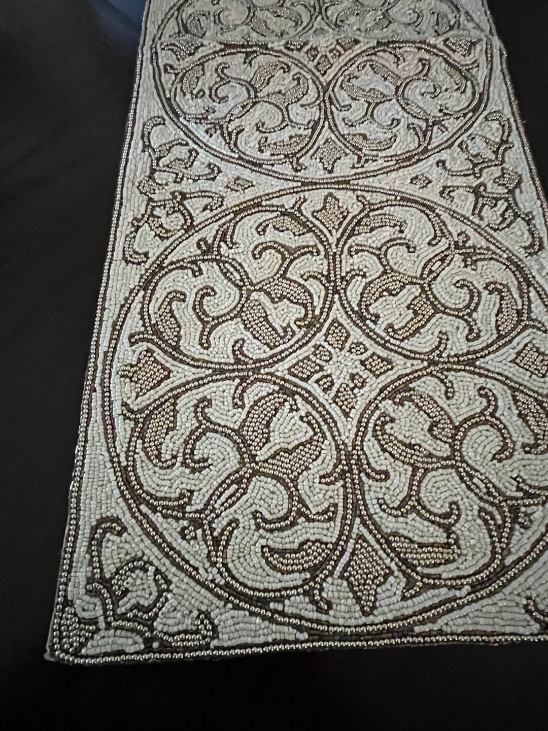 Elegant Beaded Table Runner – Neutral Tones - photo 2