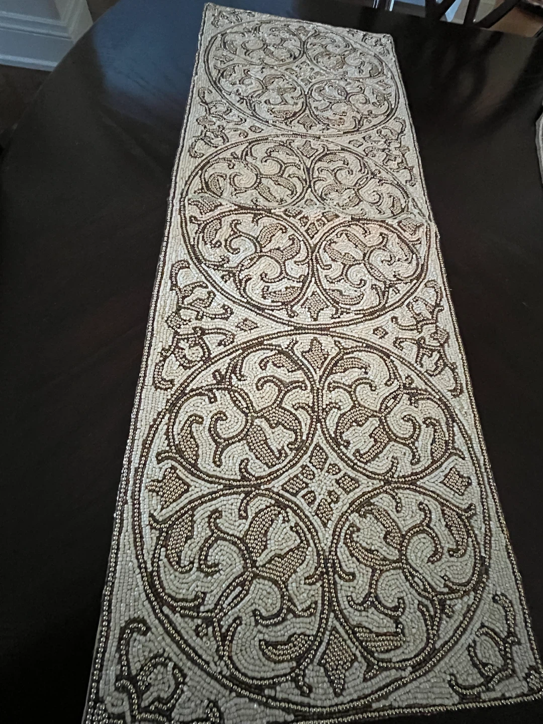 Elegant Beaded Table Runner – Neutral Tones - photo 4