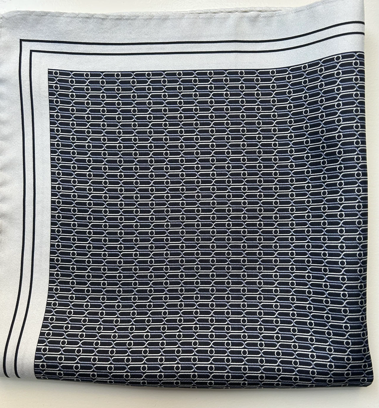 Dunhill London Silk Scarf With A Geometric Pattern Made In Italy