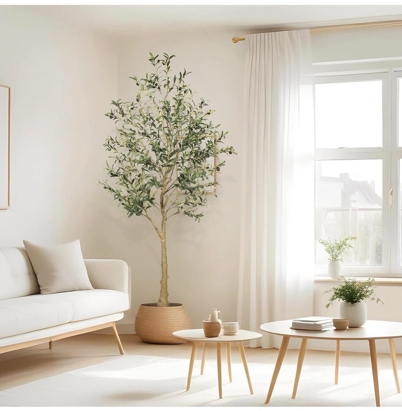 6ft Artificial Olive Tree with Realistic Leaves and Olives