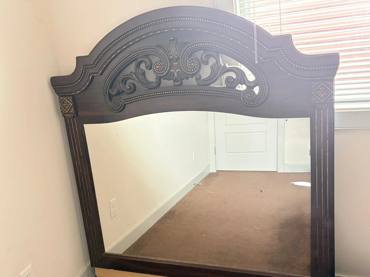 Ornate Dark Wood Mirror