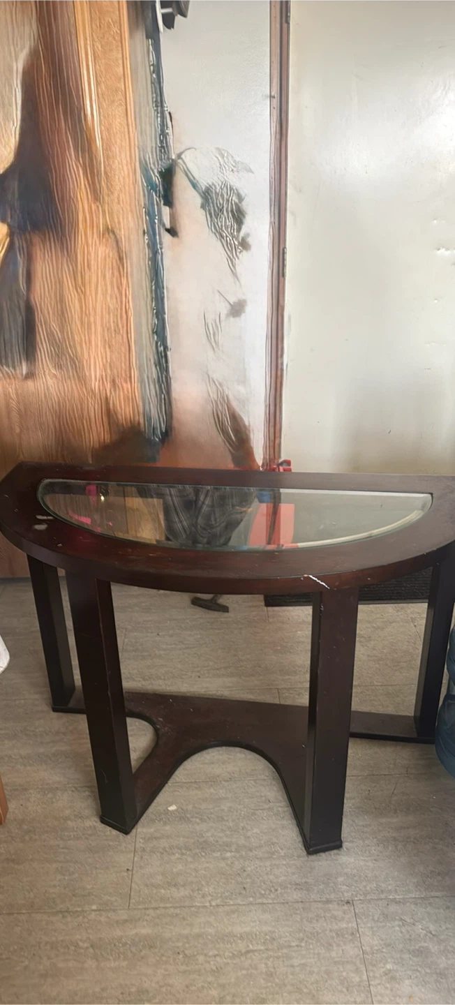 Half-Round Console Table with Glass Top