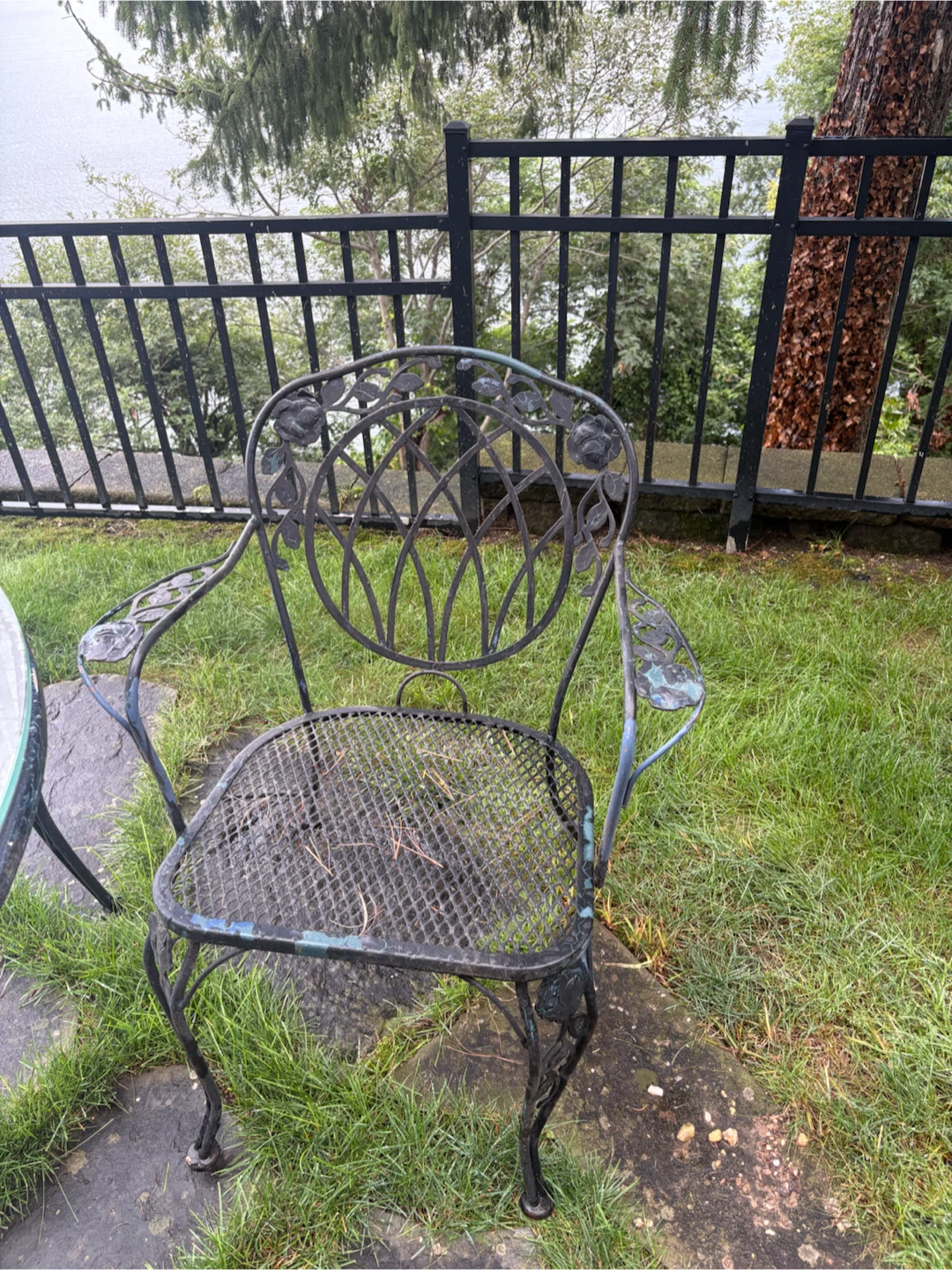 Ornate Metal Patio Dining Set with Glass Top Table - photo 2