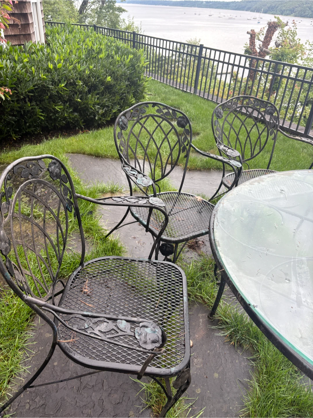 Ornate Metal Patio Dining Set with Glass Top Table - photo 3
