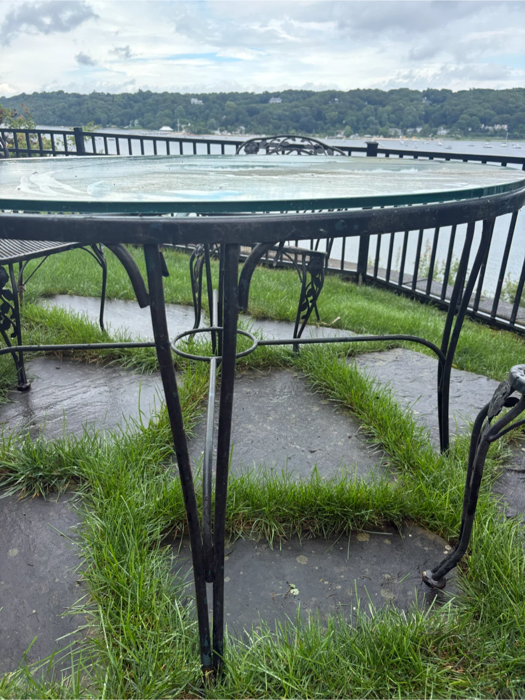 Ornate Metal Patio Dining Set with Glass Top Table - photo 4