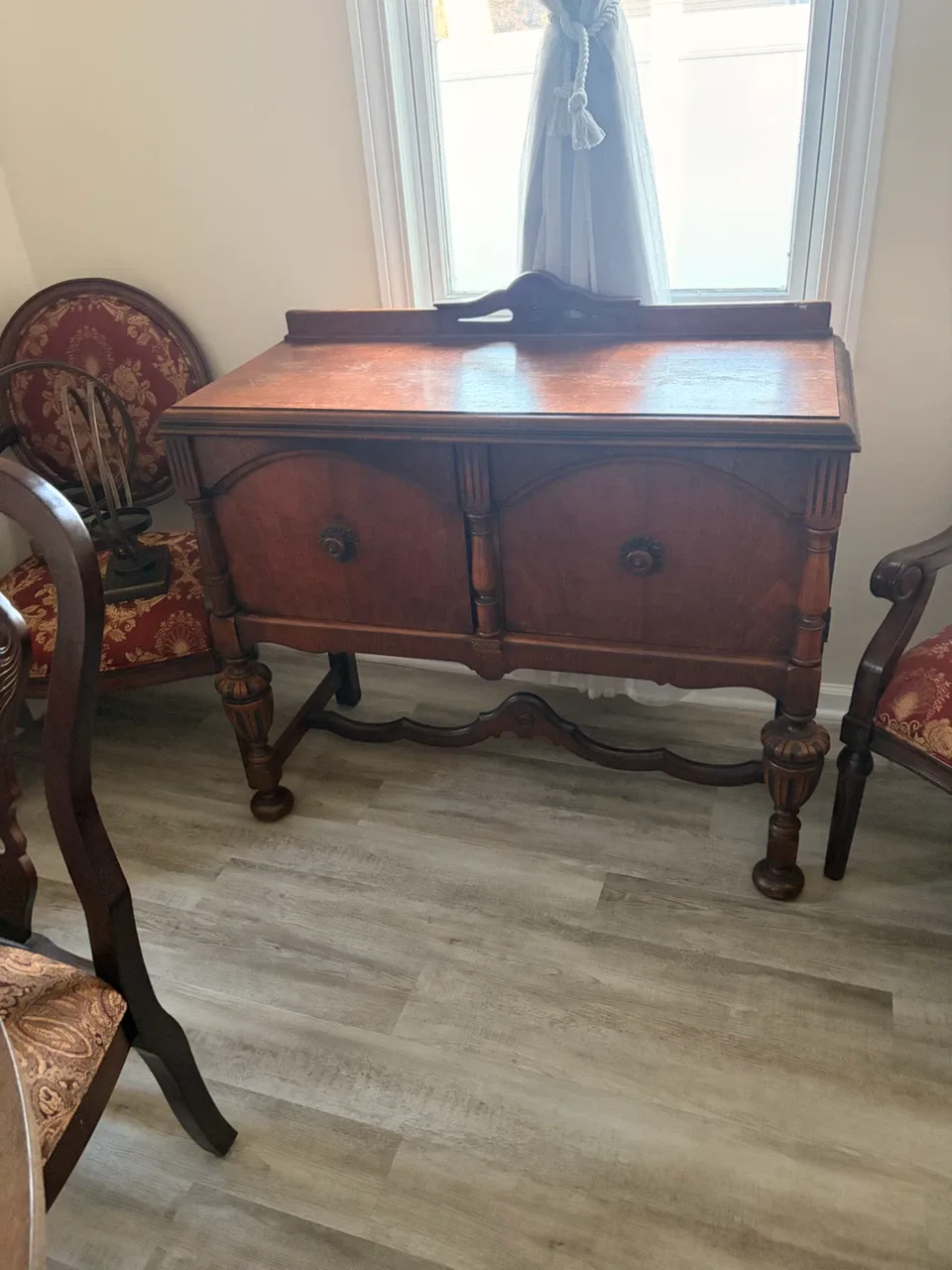 Antique Wooden Cabinet with Carved Details