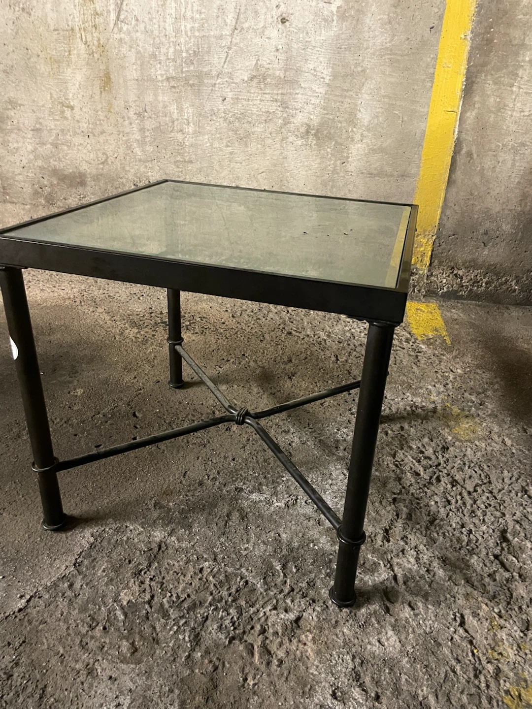 Black Metal and Glass Side Table