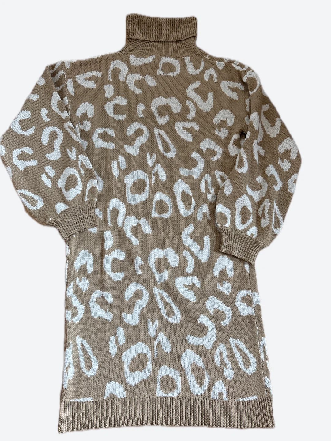 Jiana Knit Turtleneck Dress - Leopard Print