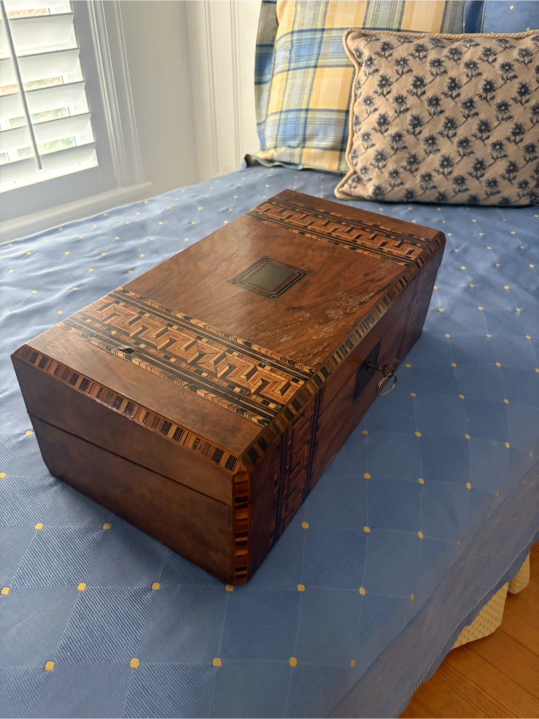 Antique Wooden Writing Box with Inkwell - photo 2