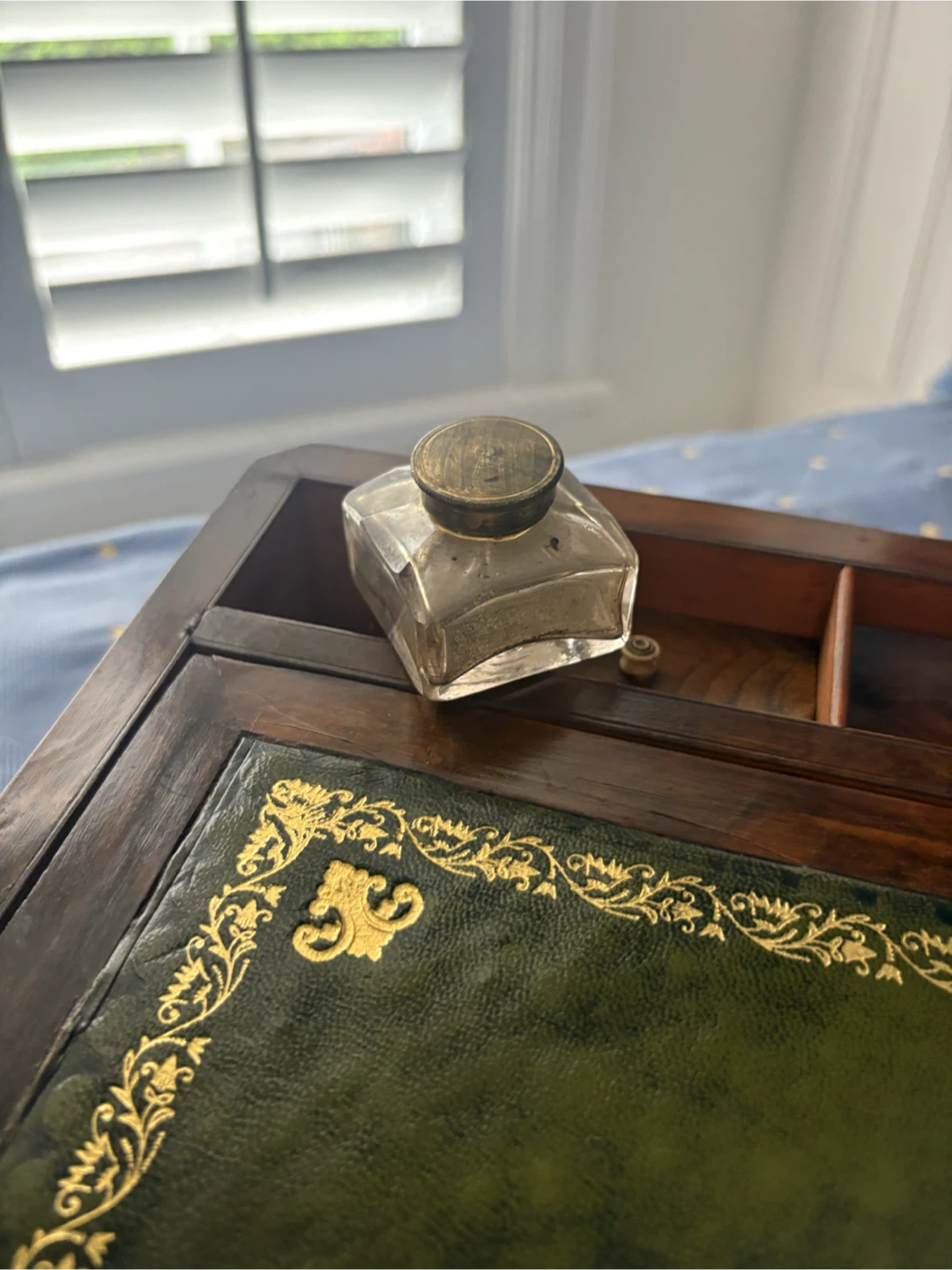 Antique Wooden Writing Box with Inkwell - photo 3