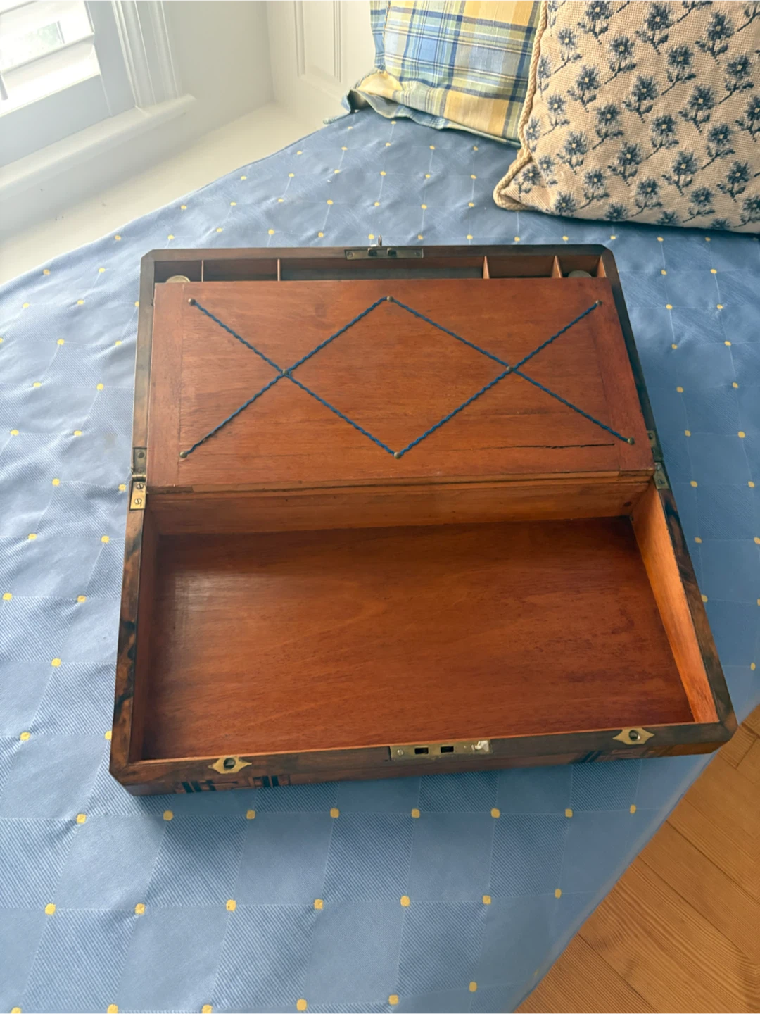 Antique Wooden Writing Box with Inkwell - photo 4