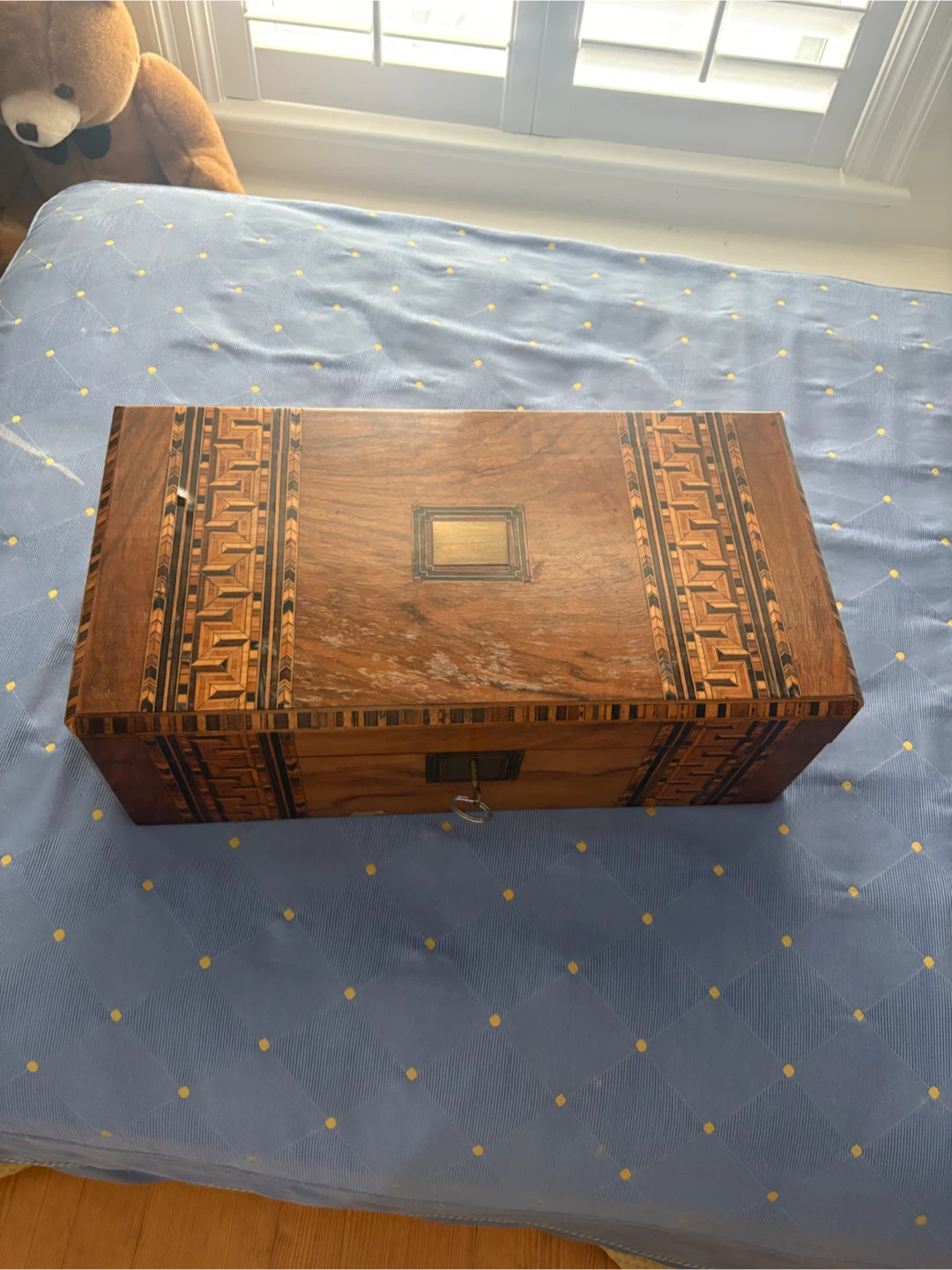 Antique Wooden Writing Box with Inkwell - photo 5