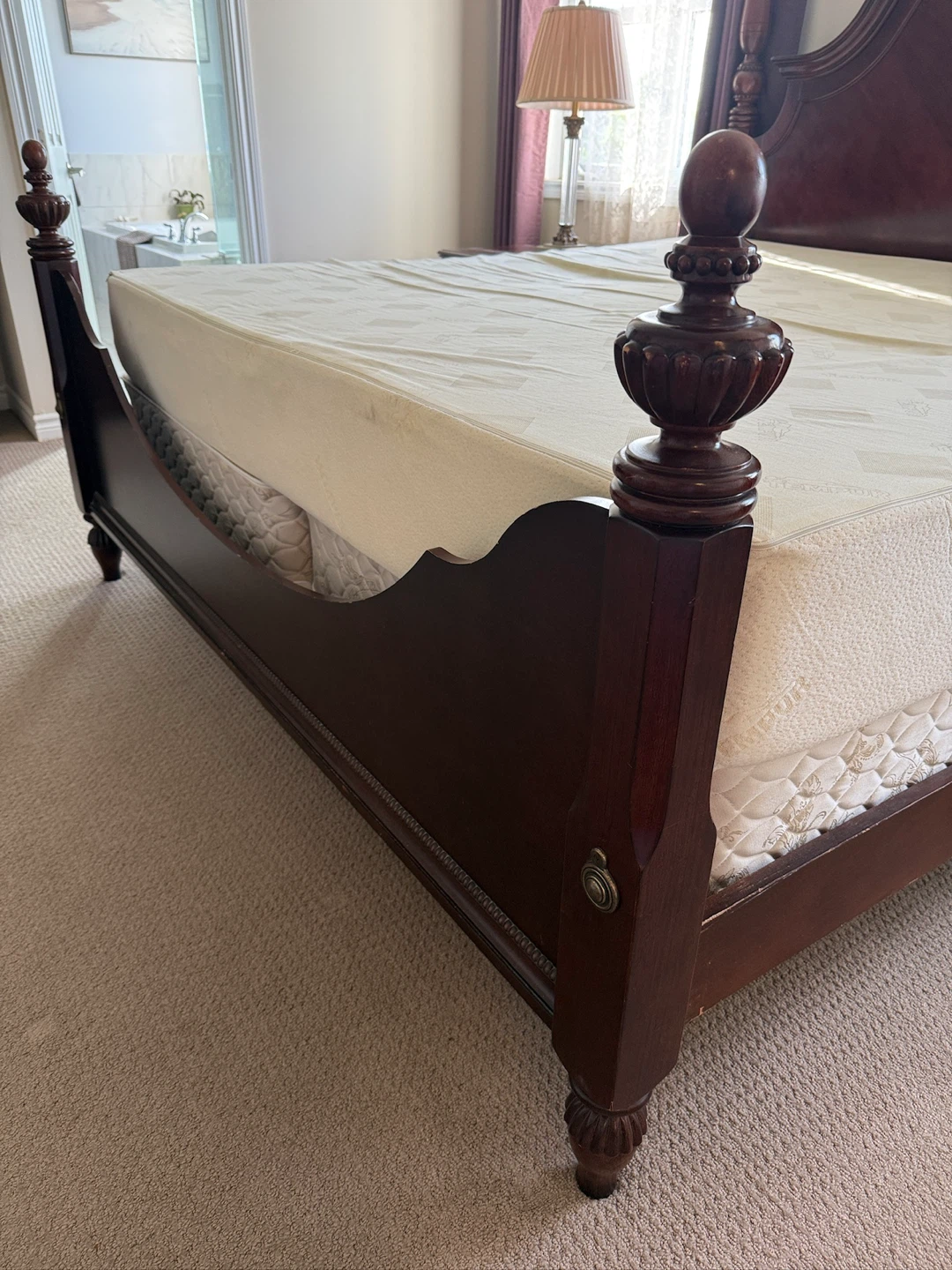 Dark Wood Four-Poster Bed Frame with Dresser, Side Tables - photo 4