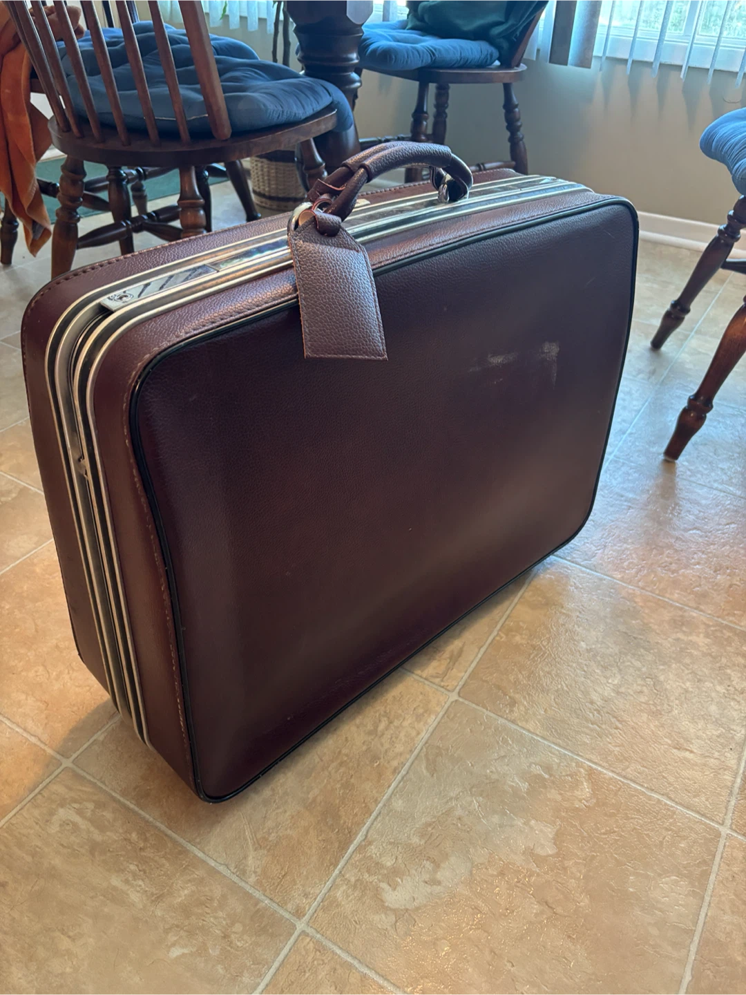 Vintage Jetliner Leather Suitcase