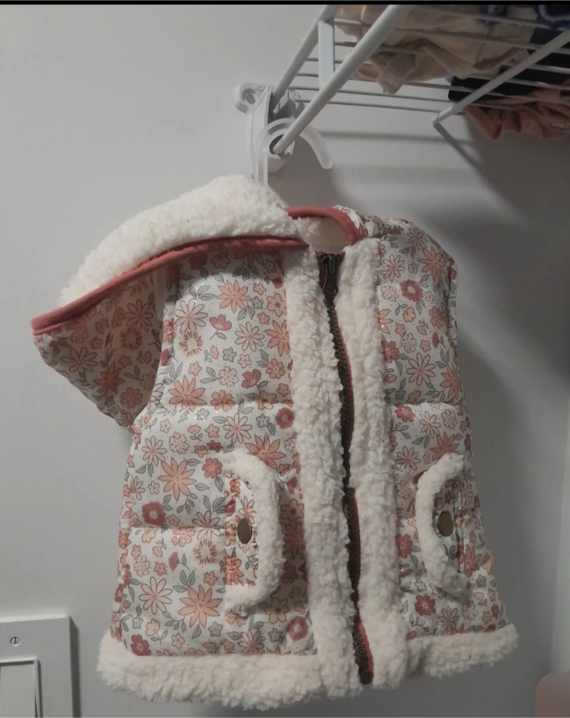 Floral Puffer Vest with Hood