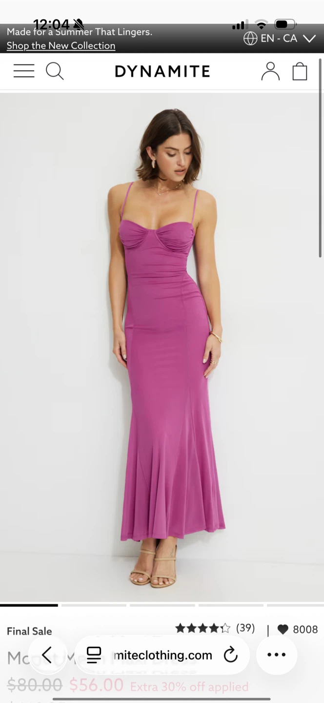 Dynamite Monet Mesh Maxi Dress Wild Aster Pink Size L - photo 2