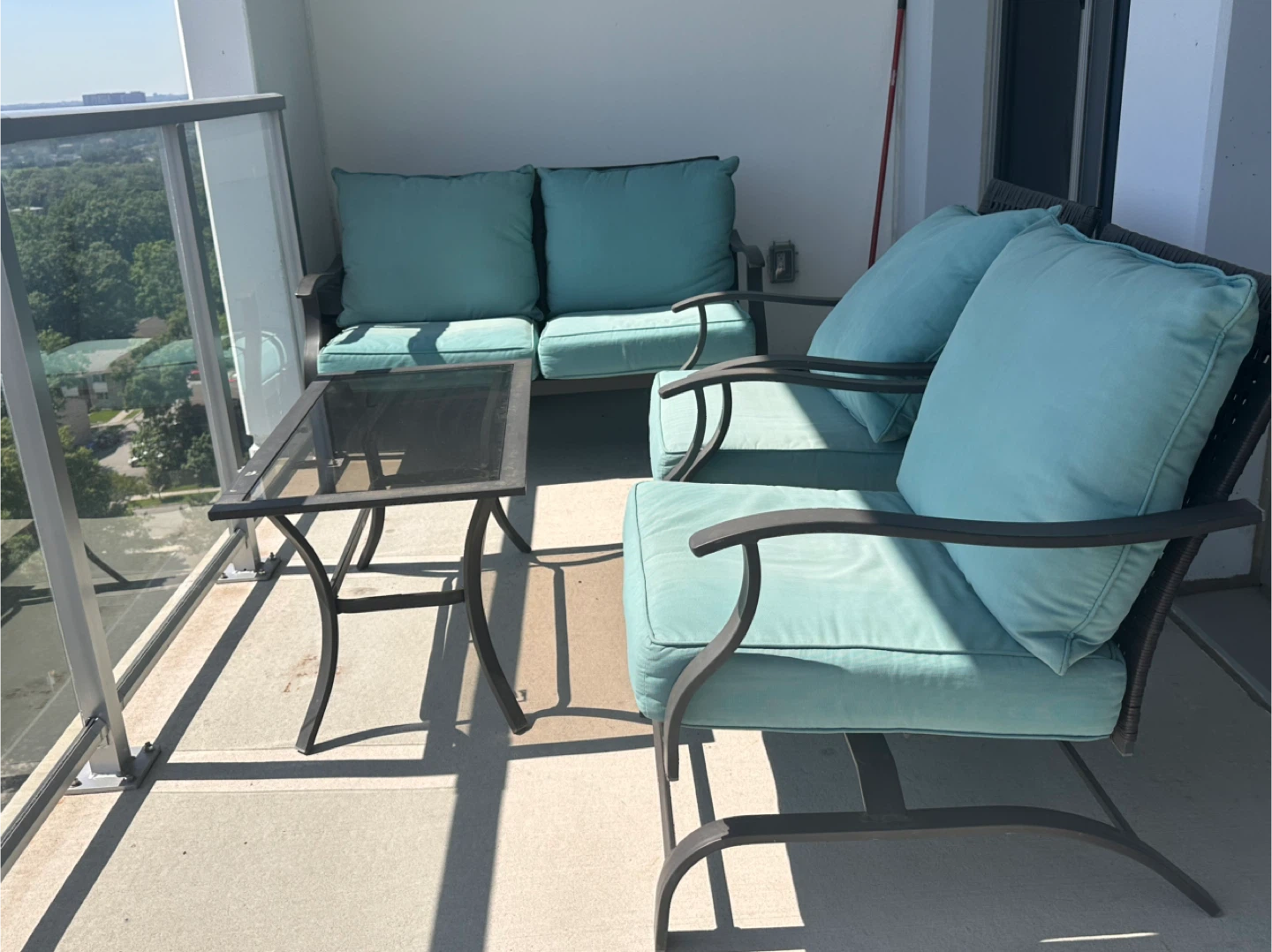Patio Set with sofa, 2 chairs & table.