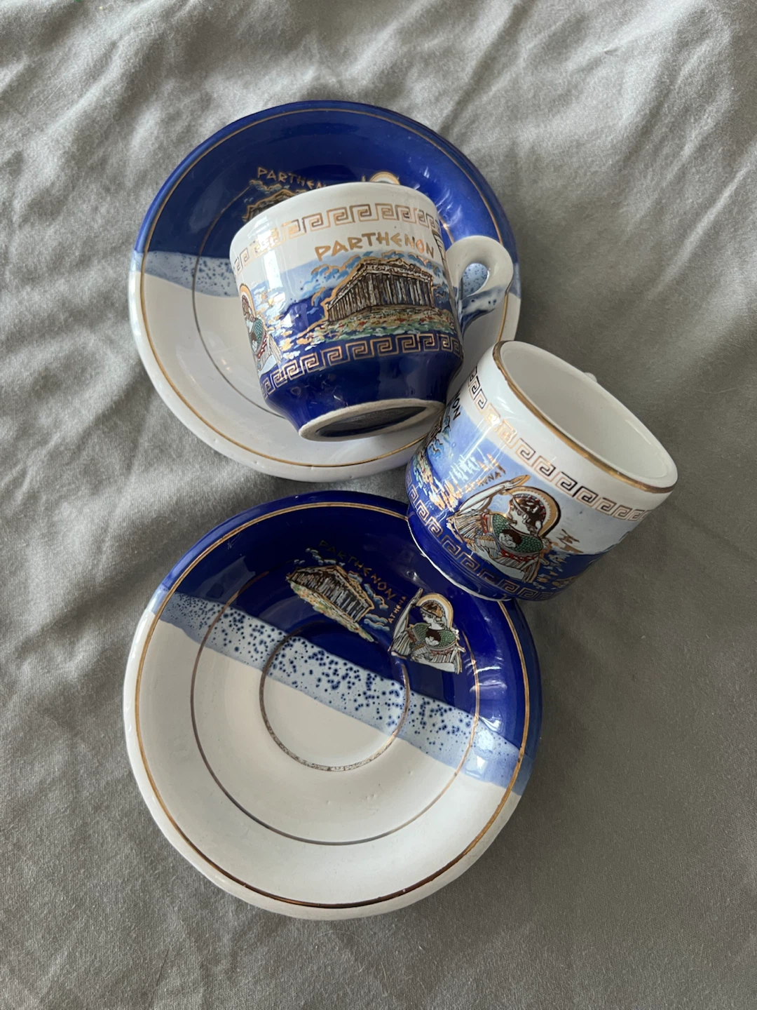 Handmade in Greece 24K Gold Espresso Cup & Saucer Set (2 Sets)