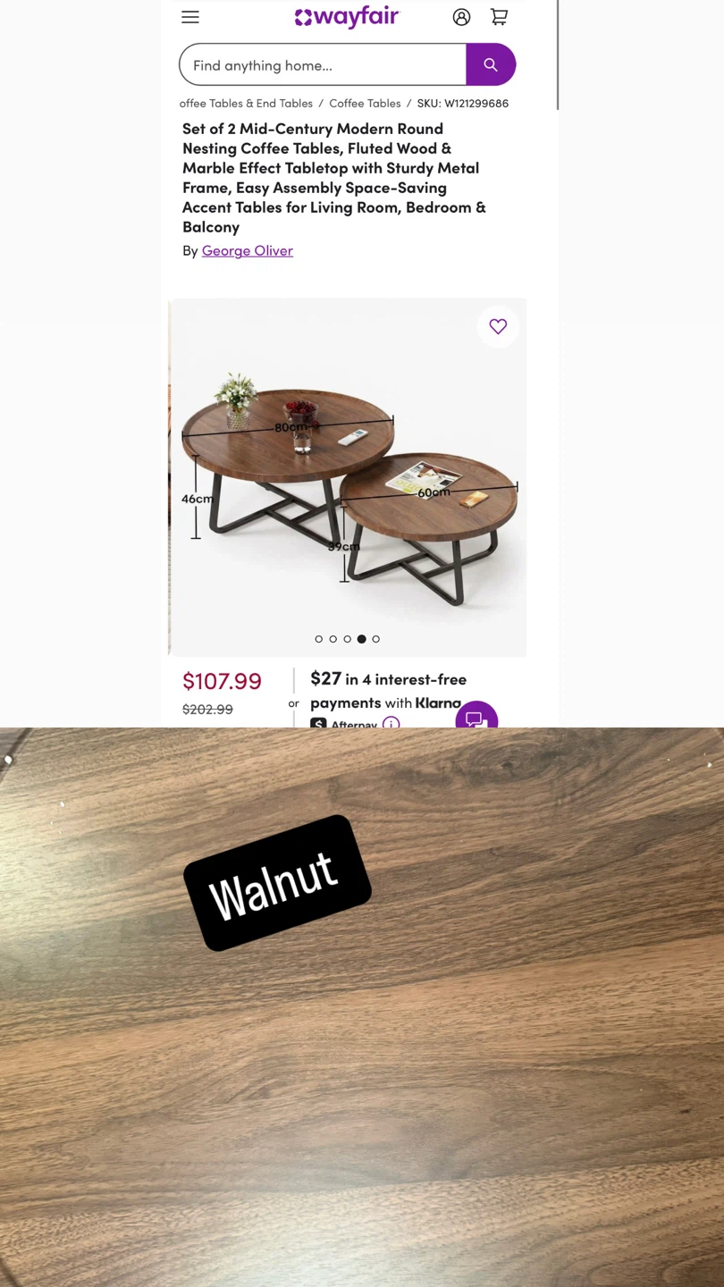 Set of 2 Round Nesting Coffee Tables - Walnut Finish - photo 4