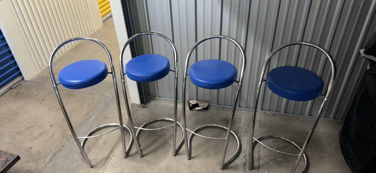 Effezeta Bar Stools (Set of 4) - Blue and Chrome