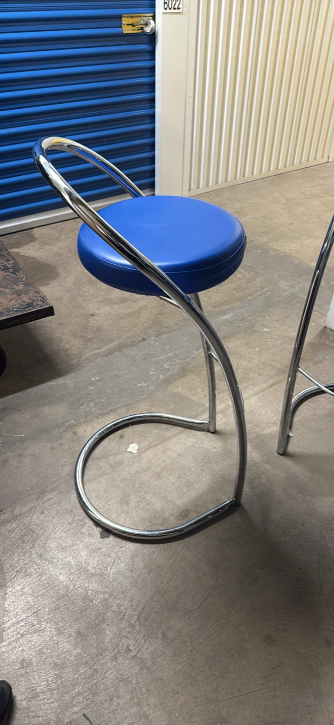 Effezeta Bar Stools (Set of 4) - Blue and Chrome - photo 2