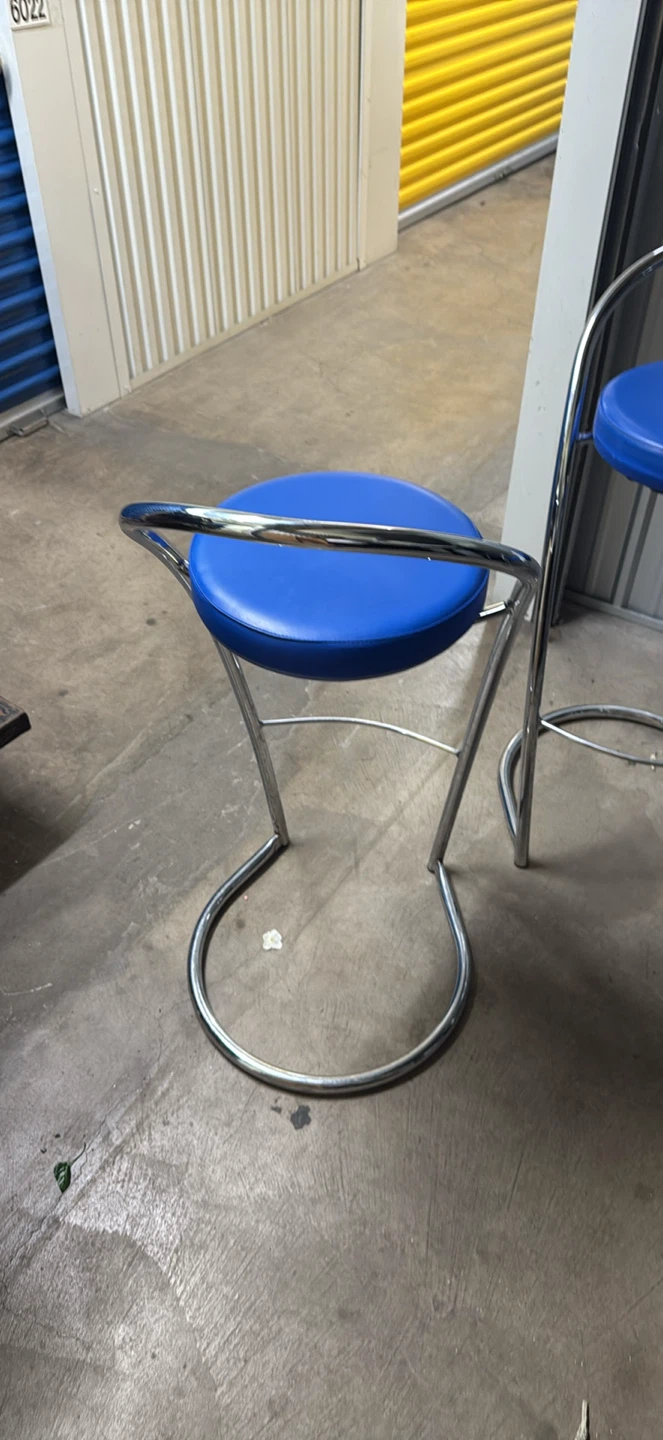 Effezeta Bar Stools (Set of 4) - Blue and Chrome - photo 3