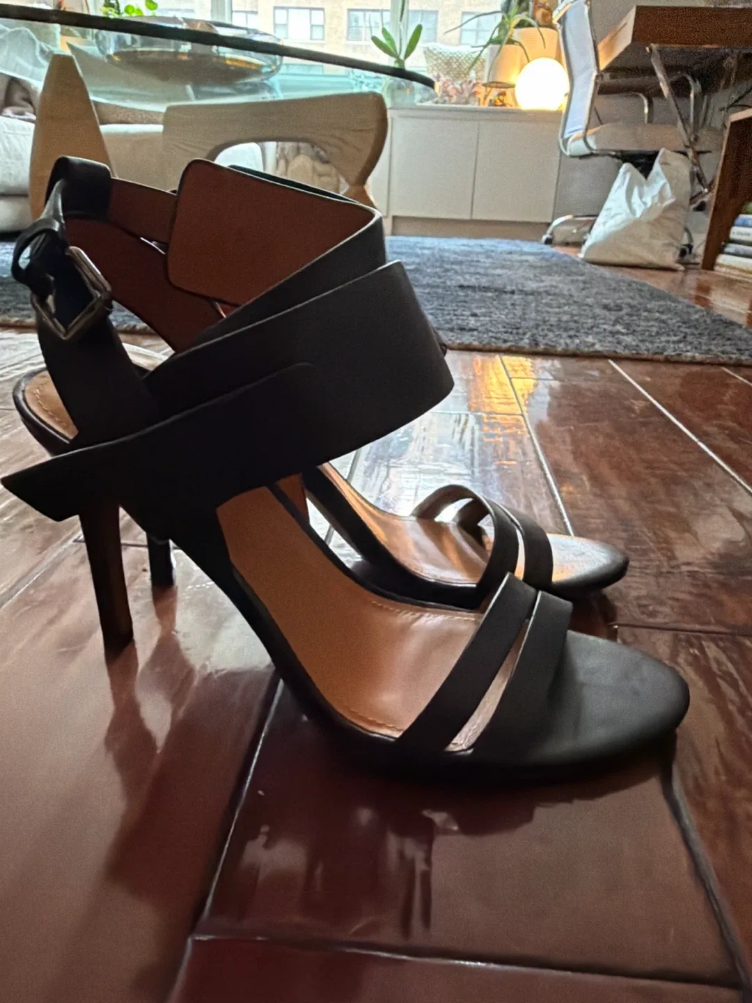 & Other Stores - Black Leather Heeled Sandals - photo 3