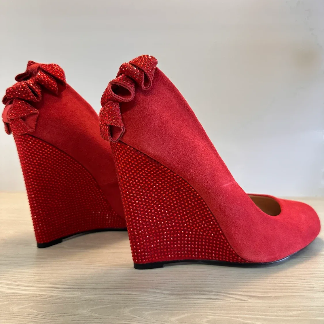 Betsey Johnson Red Suede Wedges size 8 NEW