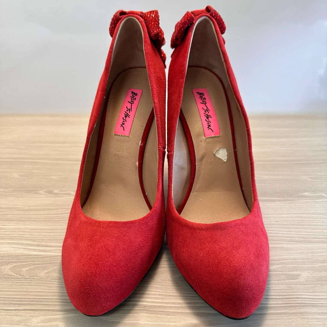 Betsey Johnson Red Suede Wedges size 8 NEW - photo 5