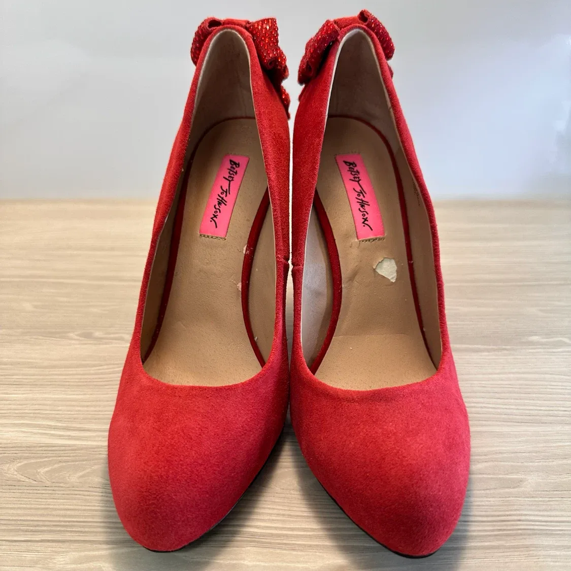 Betsey Johnson Red Suede Wedges size 8 NEW - photo 5