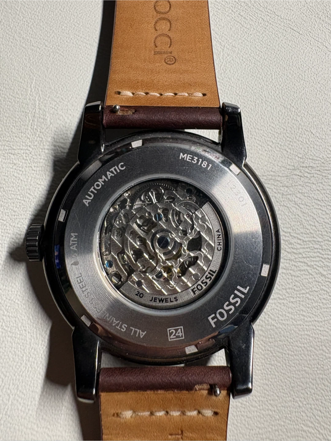 Fossil Automatic Skeleton Watch ME3181 Brown Leather Straps - photo 2