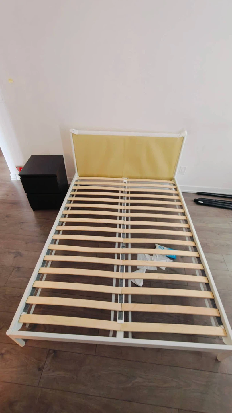 IKEA KLEPPSTAD Full/Double Bed Frame White/Vissle Beige