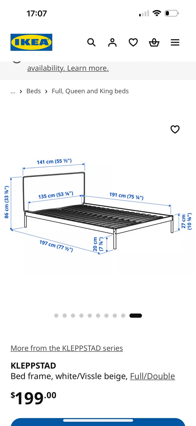 IKEA KLEPPSTAD Full/Double Bed Frame White/Vissle Beige - photo 4