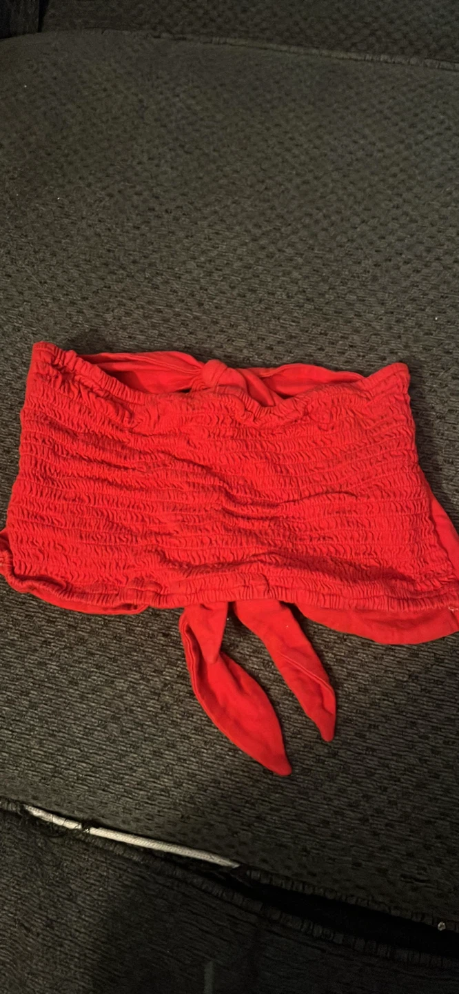 Red Smocked Tube Top