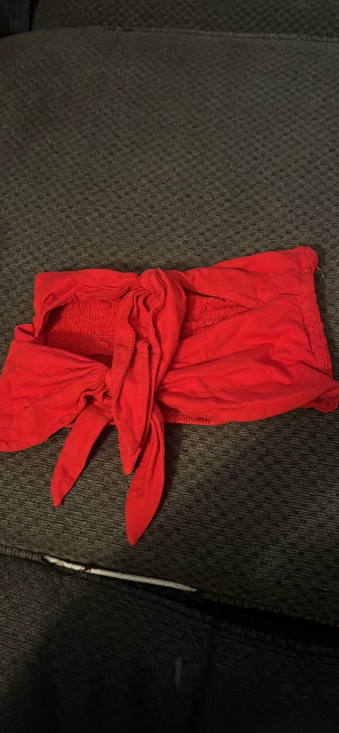 Red Smocked Tube Top - photo 2