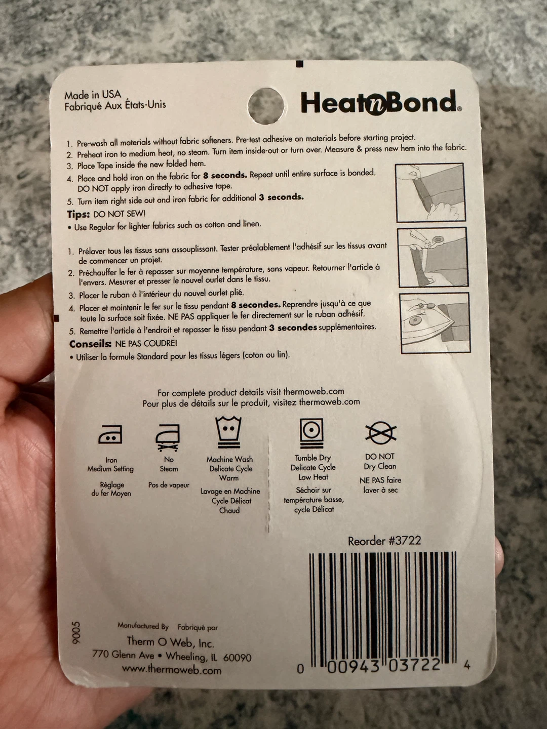 HeatnBond Hem Iron-On Adhesive Tape - 3/8 in x 10 yd - photo 2