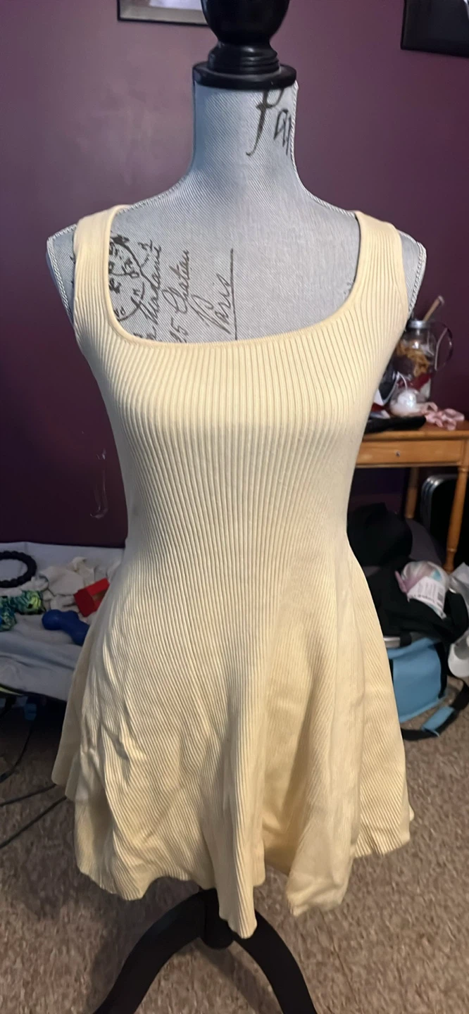 Light Yellow Ribbed Mini Dress