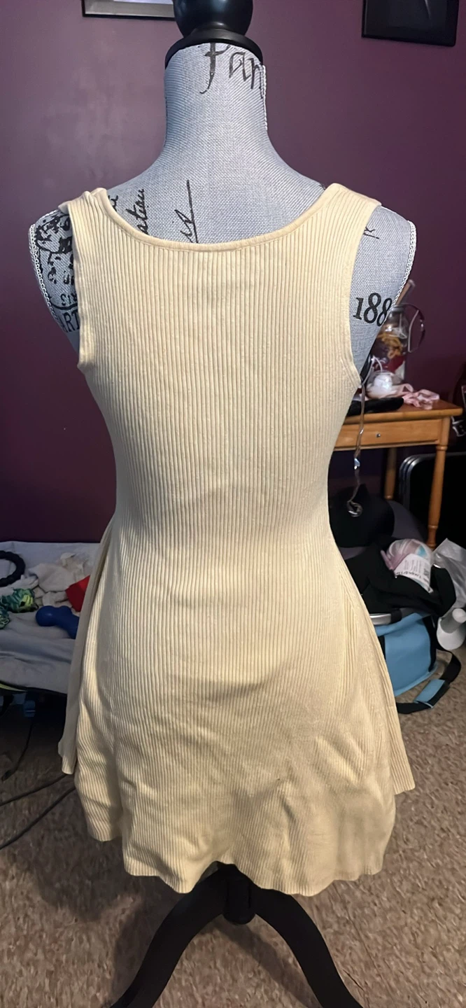 Light Yellow Ribbed Mini Dress - photo 2