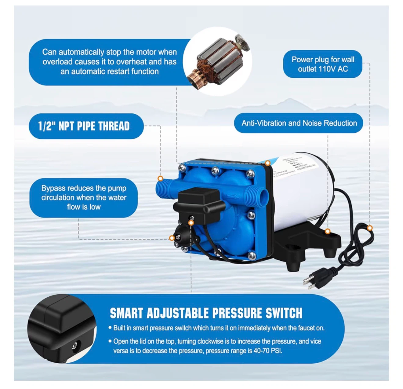 DC House Water Pressure Pump 110V - photo 4