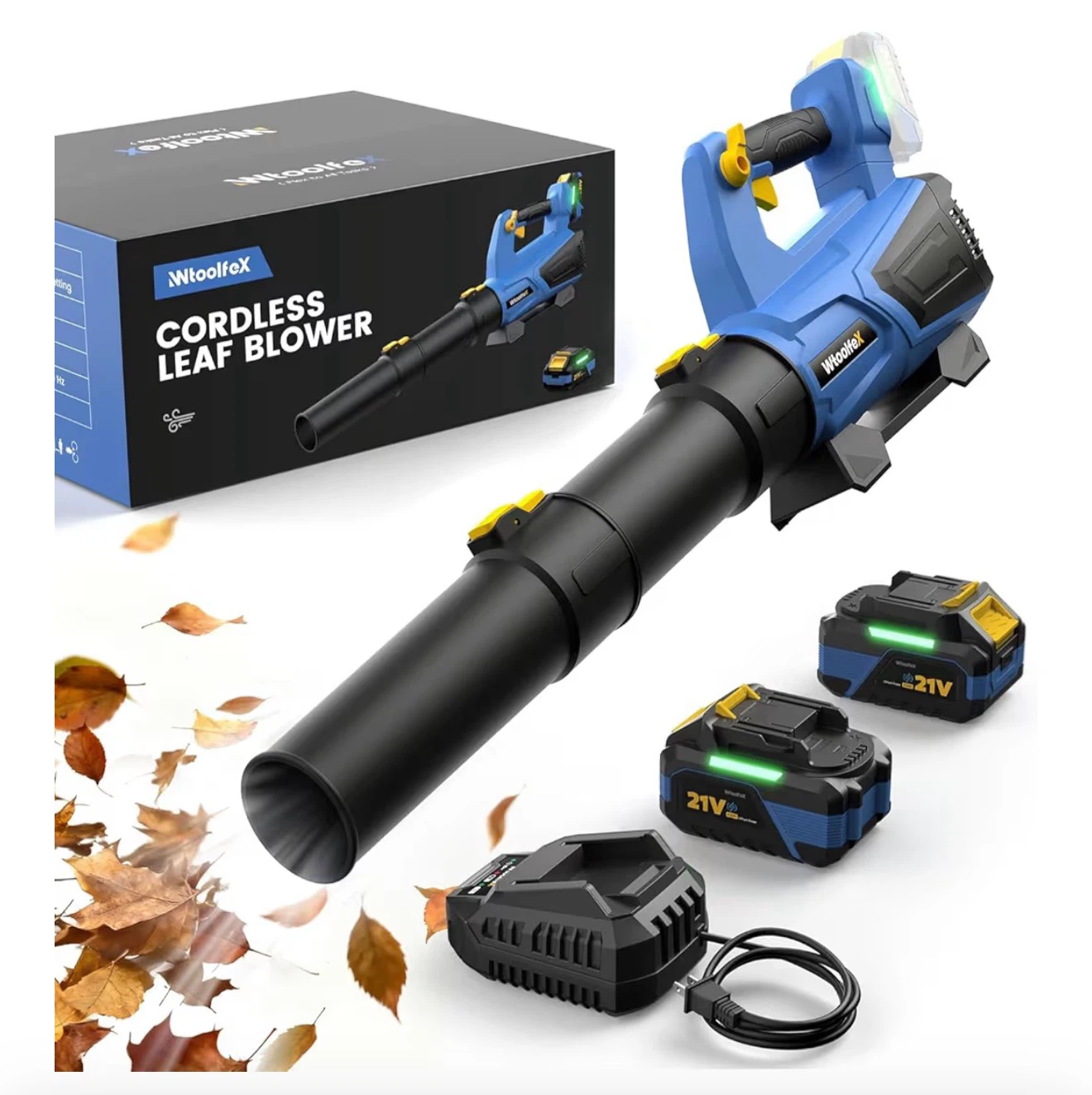 Wtoolfex Cordless Leaf Blower with 2 Batteries
