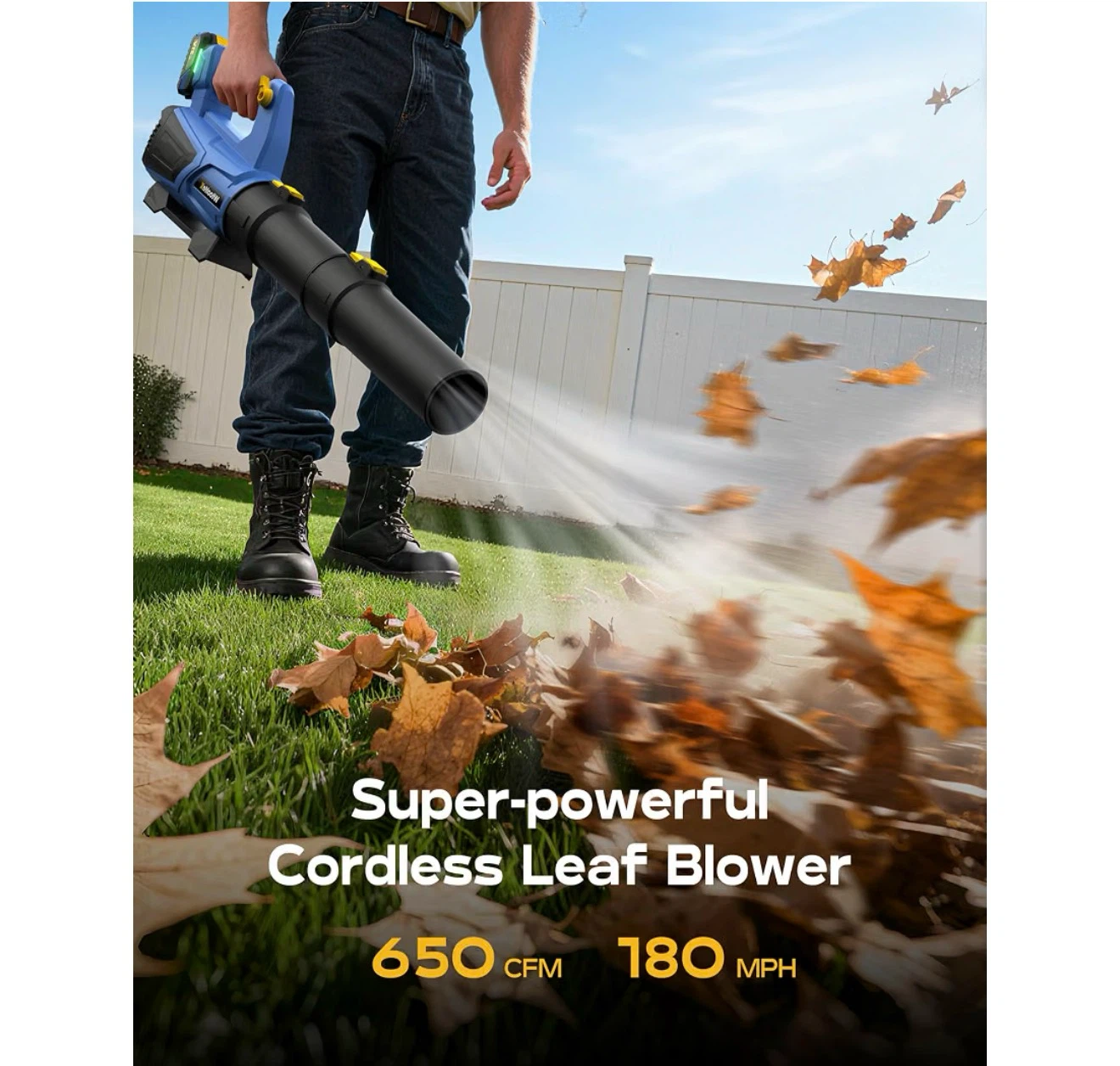 Wtoolfex Cordless Leaf Blower with 2 Batteries - photo 2