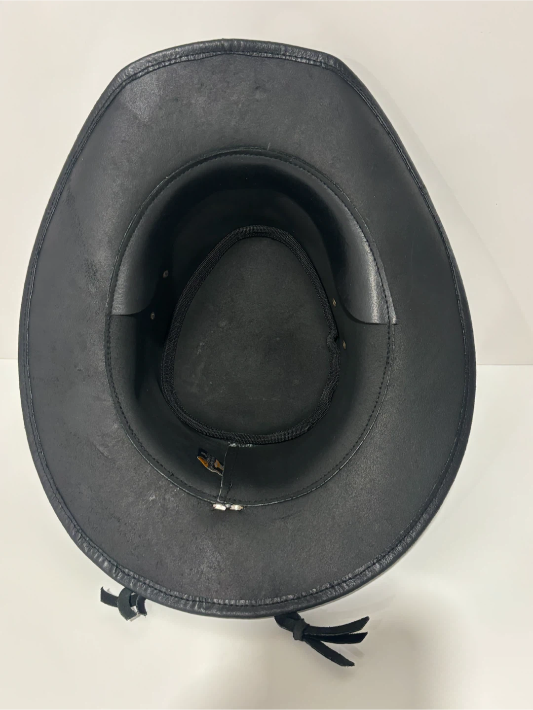 Black Genuine Leather Cowboy Hat - Size M - photo 4