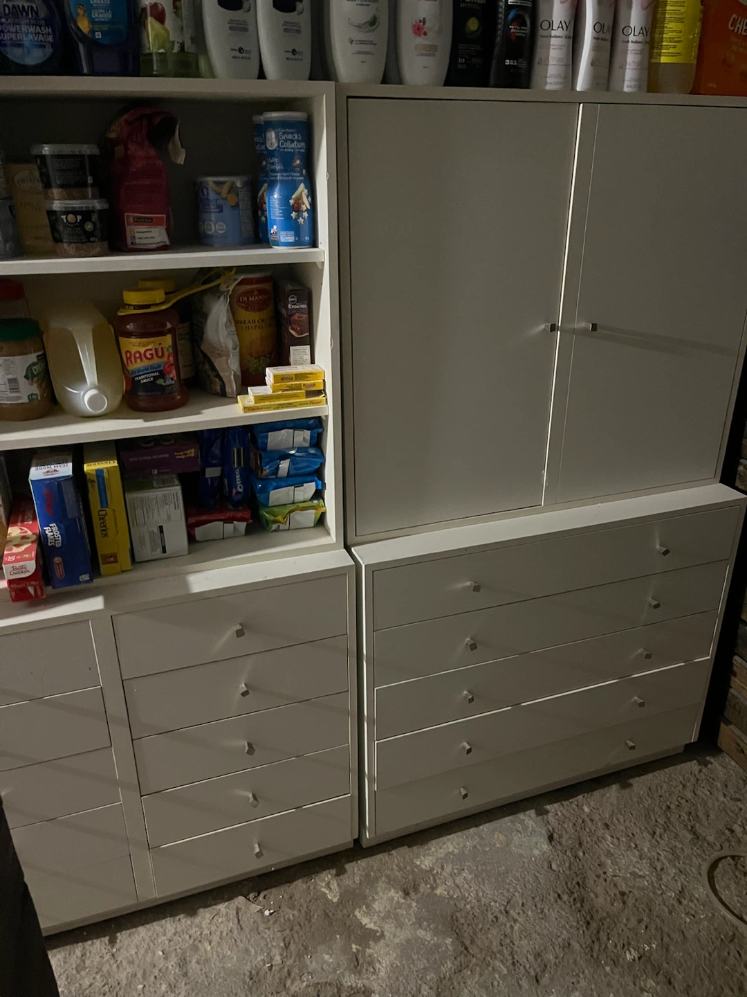 White Storage Cabinets with Drawers