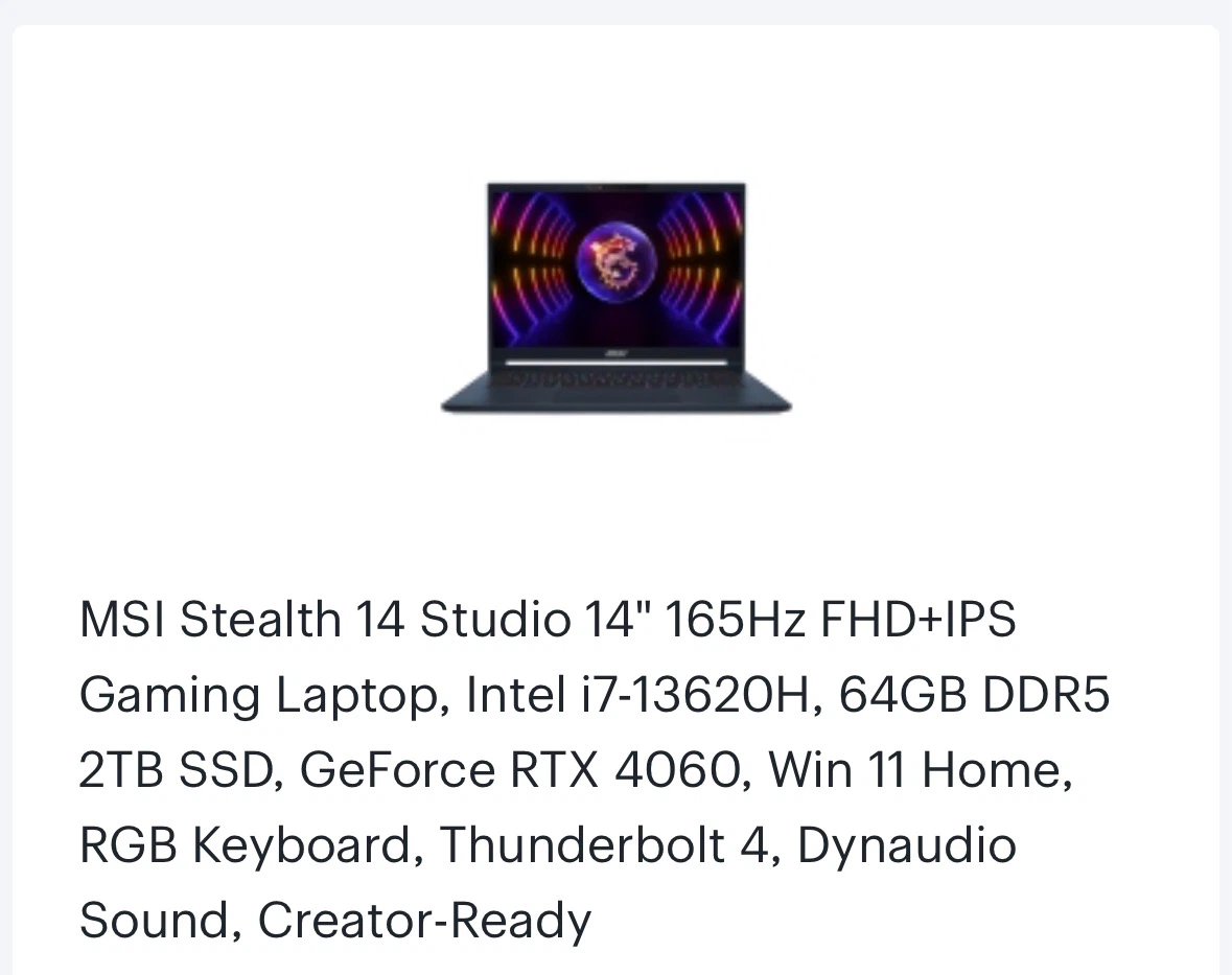 MSI Stealth 14 Studio Gaming Laptop - photo 4