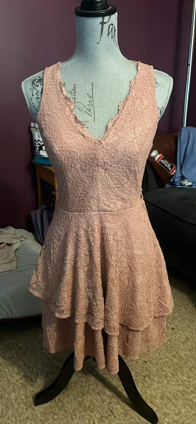 Pink Lace Layered Dress