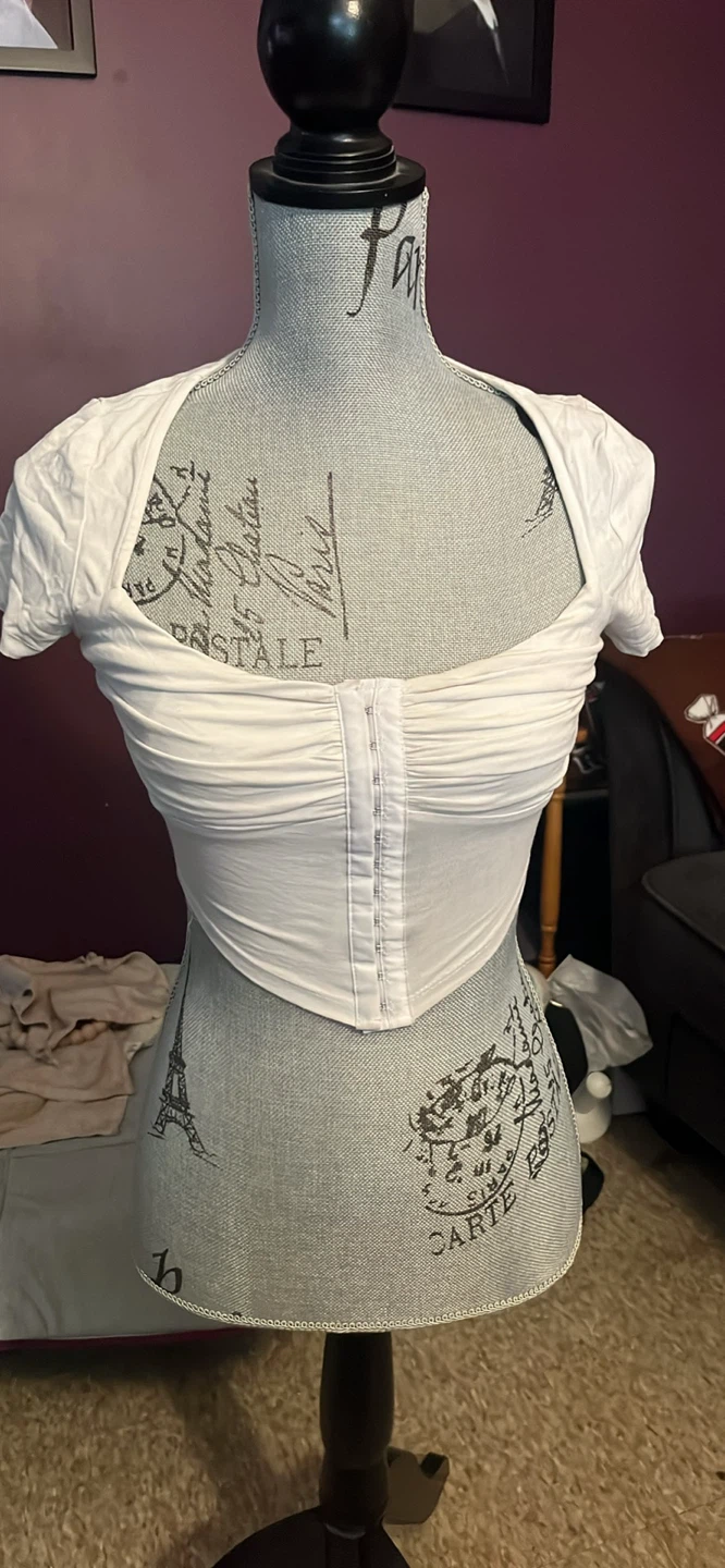 White Cropped Top with Ruching