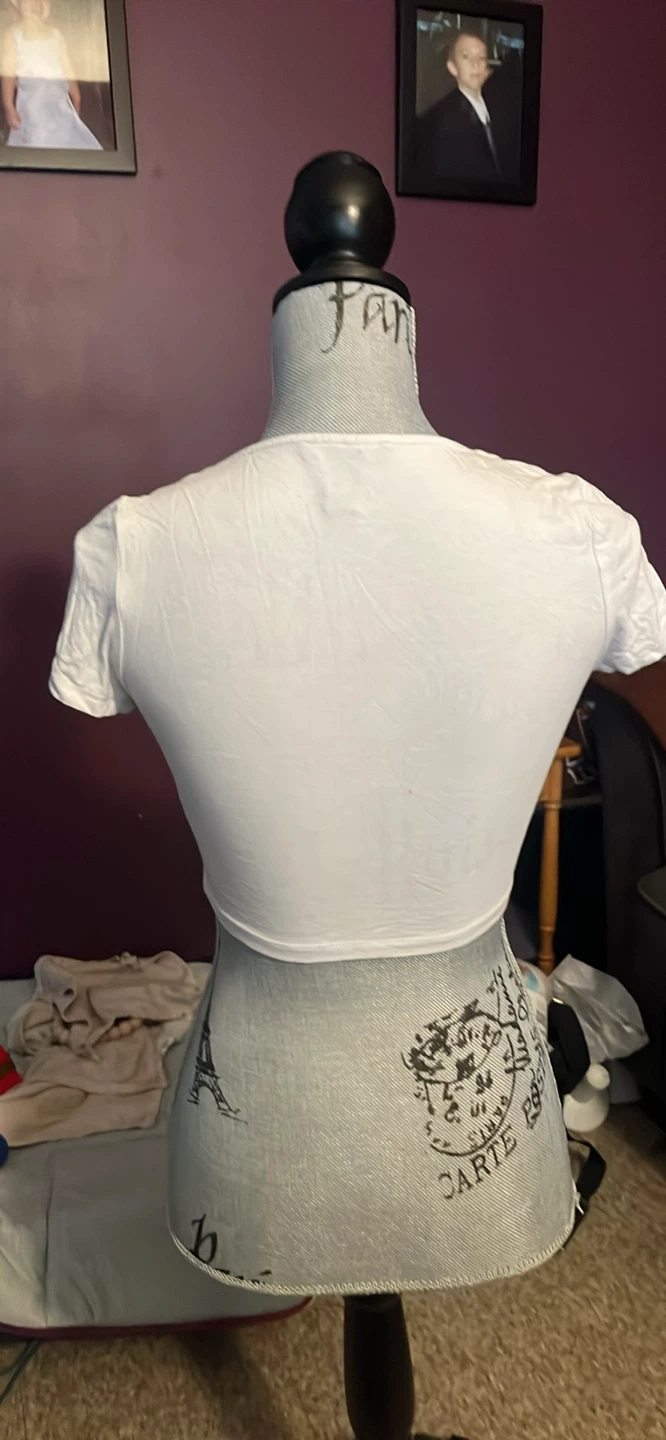 White Cropped Top with Ruching - photo 2