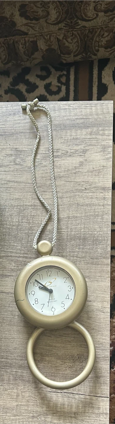 Gold Tone Water Resistant Pendant Watch with Ring